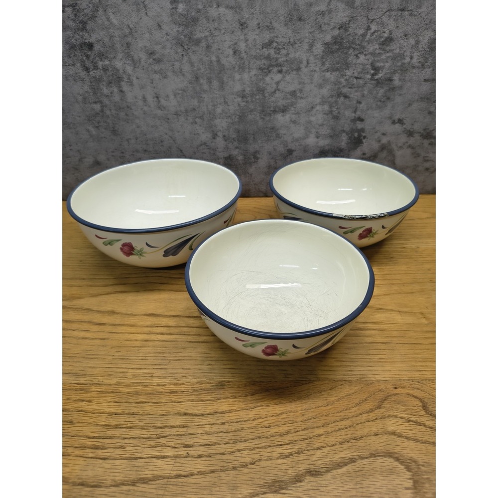 Lenox Poppies Enamel Nesting Mixing Bowls‎ Nesting Set of 3 Vintage SEE PICS